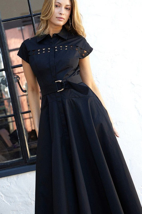 Amelia Vestido Corto con Encaje y Cinturón - Betsy Clothing Store