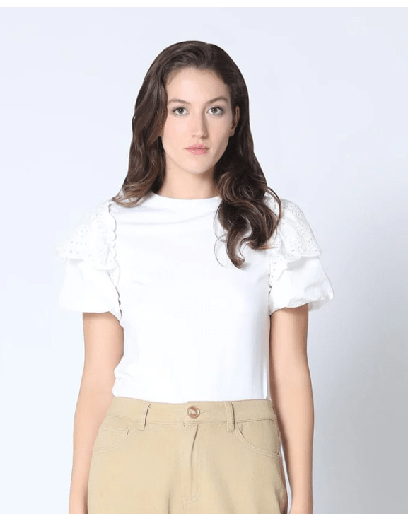 Blusa Blanca con Mangas Abullonadas GRACIA BRAND - Betsy Clothing Store