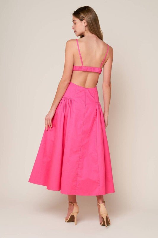Camelia Midi Dress con Escote Corazón y Espalda Abierta - Betsy Clothing Store
