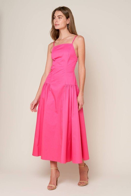 Camelia Midi Dress con Escote Corazón y Espalda Abierta - Betsy Clothing Store