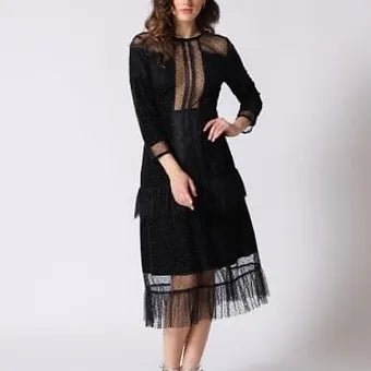 Damy Black Midi Dress - Betsy Clothing Store