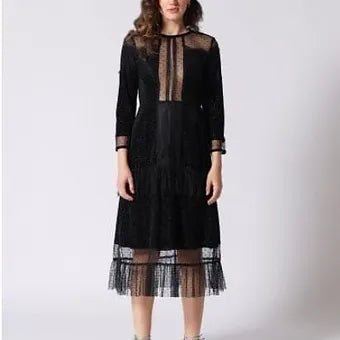 Damy Black Midi Dress - Betsy Clothing Store