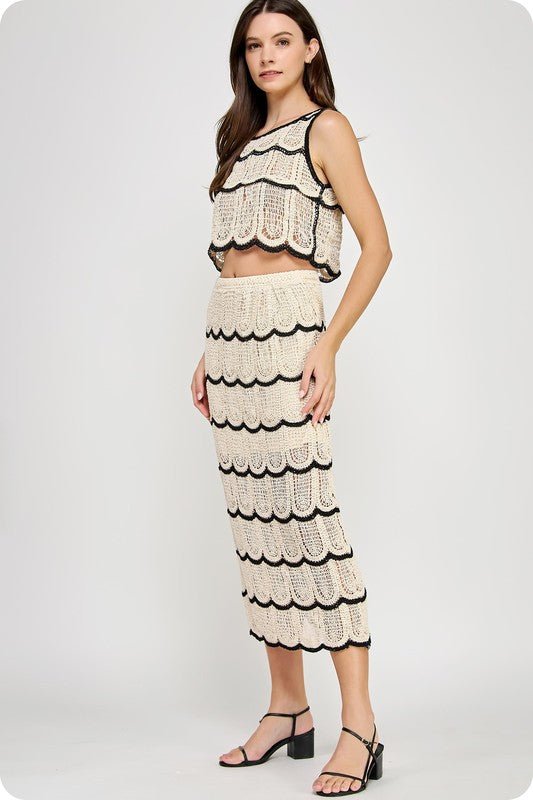 Encanto Bohemio Set de Crop Top y Falda Midi en Tejido Crochet - Betsy Clothing Store