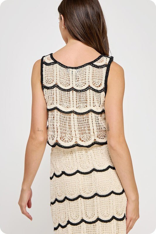 Encanto Bohemio Set de Crop Top y Falda Midi en Tejido Crochet - Betsy Clothing Store