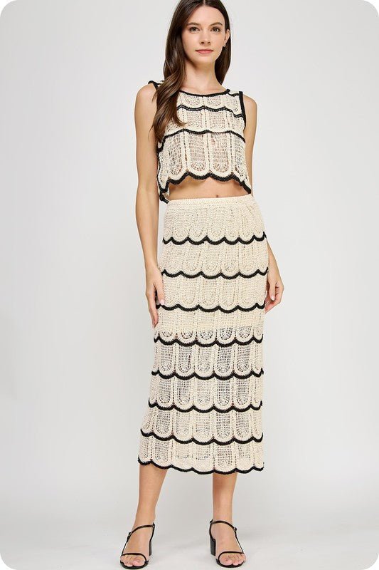 Encanto Bohemio Set de Crop Top y Falda Midi en Tejido Crochet - Betsy Clothing Store