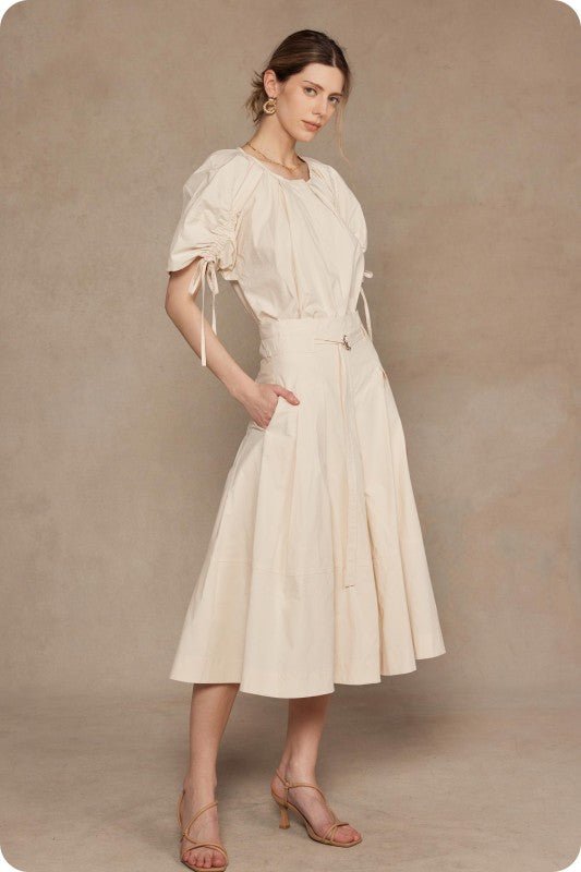 Isabella Falda Midi Plisada con Cinturón Removible - Betsy Clothing Store