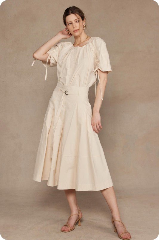 Isabella Falda Midi Plisada con Cinturón Removible - Betsy Clothing Store