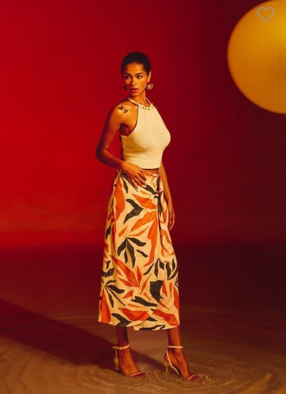 Jungla Falda Midi Cruzada con Dobladillo Redondeado y Estampado - Betsy Clothing Store