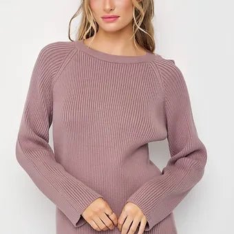 Lavender Set Básico de Top y Pantalón de Punto Canalé - Betsy Clothing Store