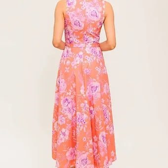 Liliana Vestido Midi con Estampado y Cinturón a Juego - Betsy Clothing Store