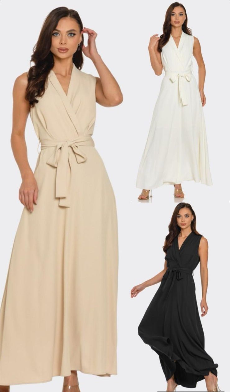 Maxi Dress Clásico con Lazo - Betsy Clothing Store