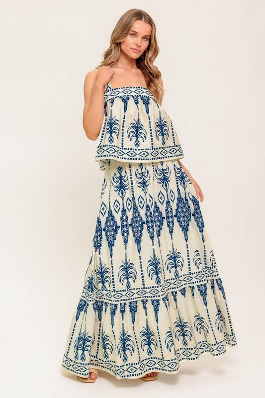 Maxi Vestido Étnico Azul - Betsy Clothing Store