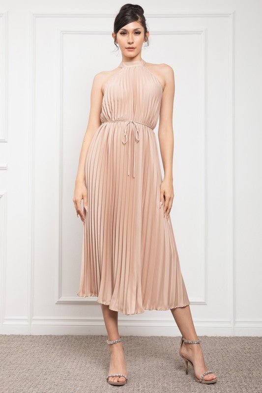 Midi Vestido Halter Plisado - Betsy Clothing Store