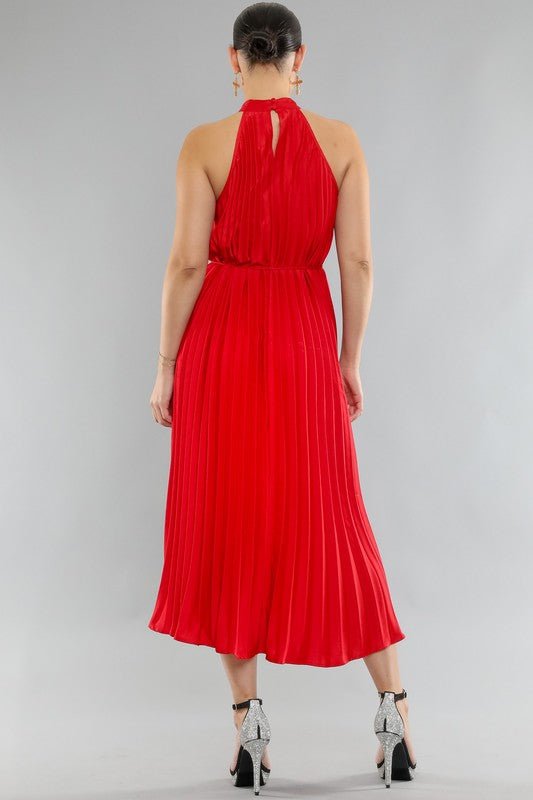 Midi Vestido Halter Plisado - Betsy Clothing Store
