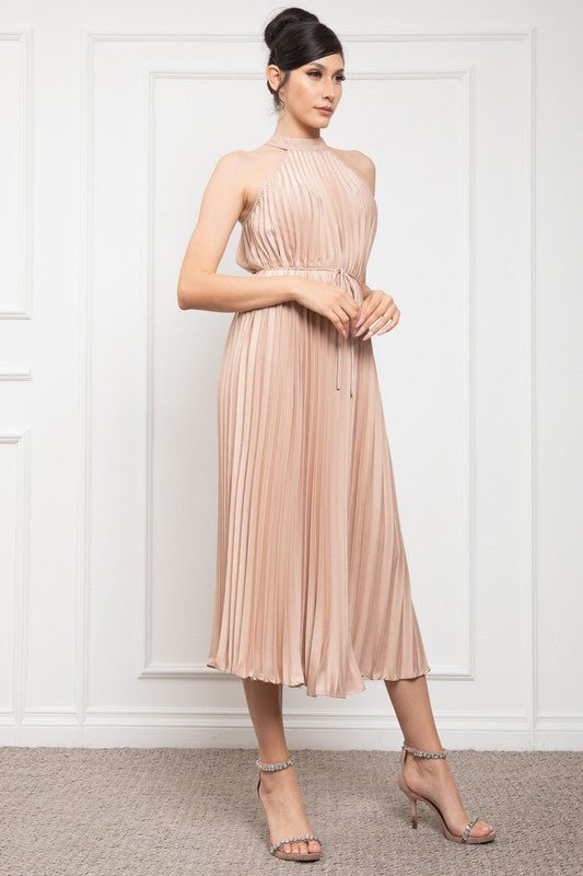 Midi Vestido Halter Plisado - Betsy Clothing Store