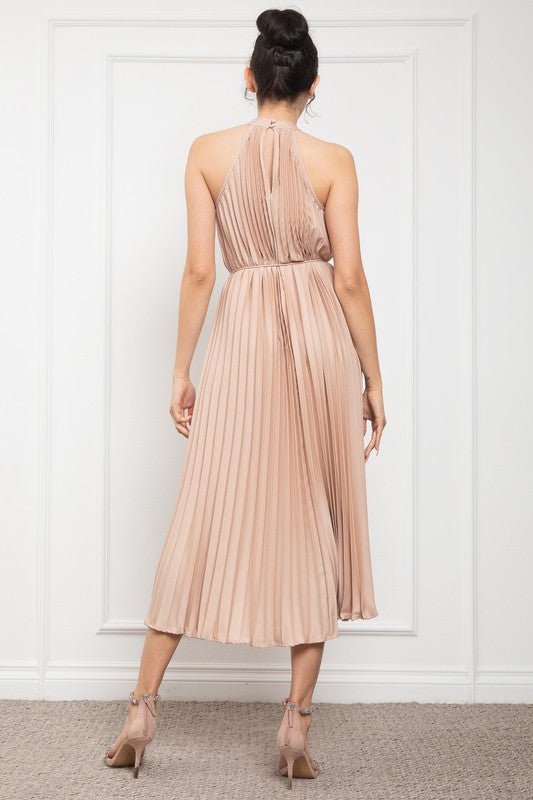 Midi Vestido Halter Plisado - Betsy Clothing Store