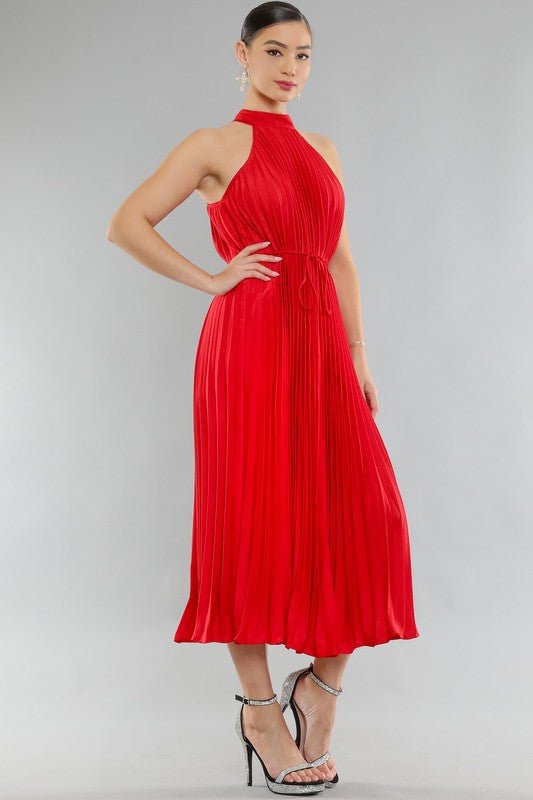 Midi Vestido Halter Plisado - Betsy Clothing Store