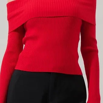 Perrey Top Suéter Corto de Punto con Hombros Descubiertos - Betsy Clothing Store
