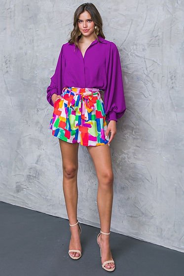 Print Colored Short - Betsy Clothing Store