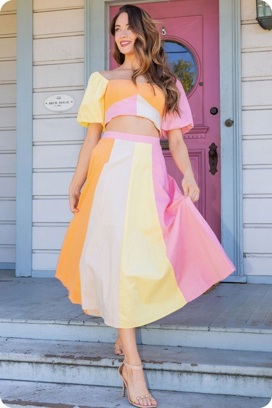 Set Color Block para Mujer Midi Skirt - Betsy Clothing Store