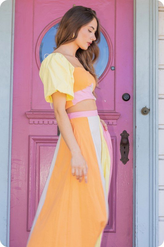 Set Color Block para Mujer Midi Skirt - Betsy Clothing Store