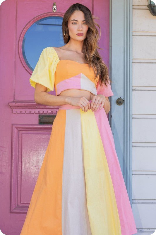Set Color Block para Mujer Midi Skirt - Betsy Clothing Store