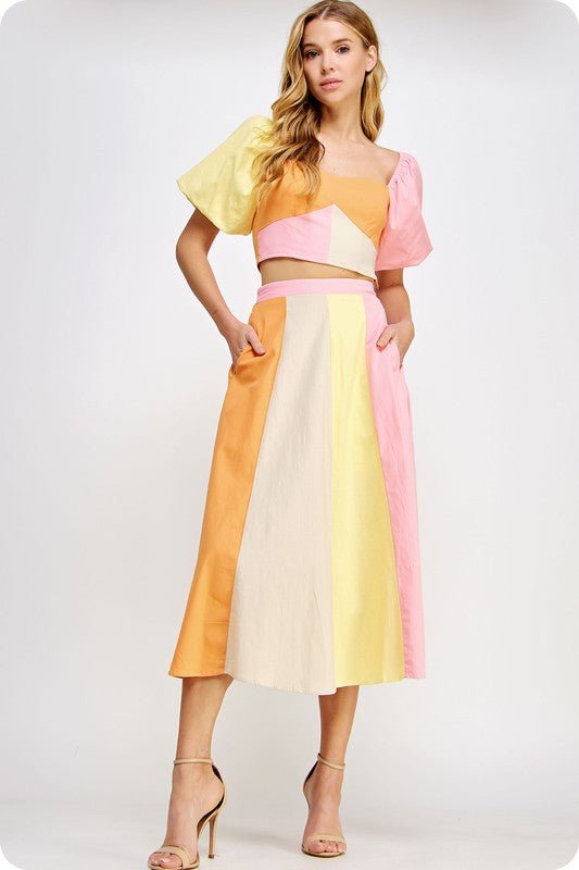 Set Color Block para Mujer Midi Skirt - Betsy Clothing Store