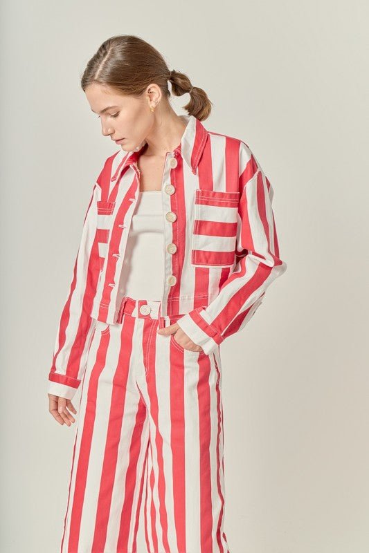 Set Denim Oversize a Rayas – Camisa y Pantalón - Betsy Clothing Store