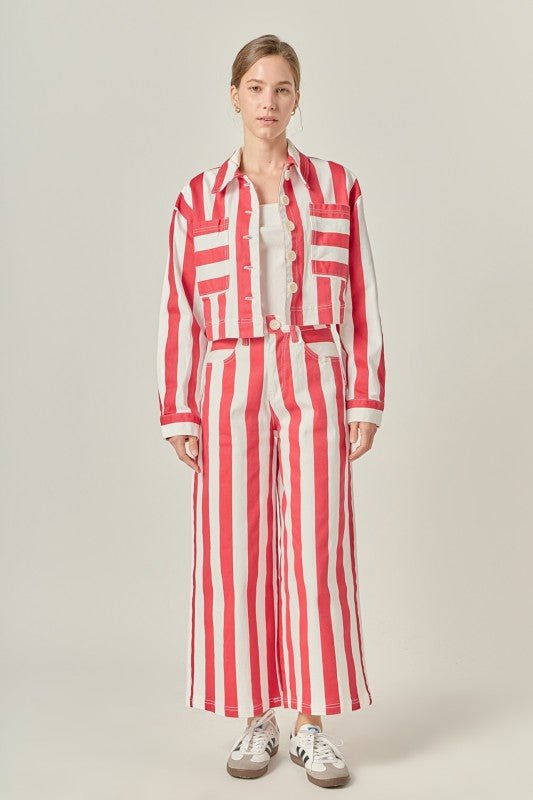 Set Denim Oversize a Rayas – Camisa y Pantalón - Betsy Clothing Store