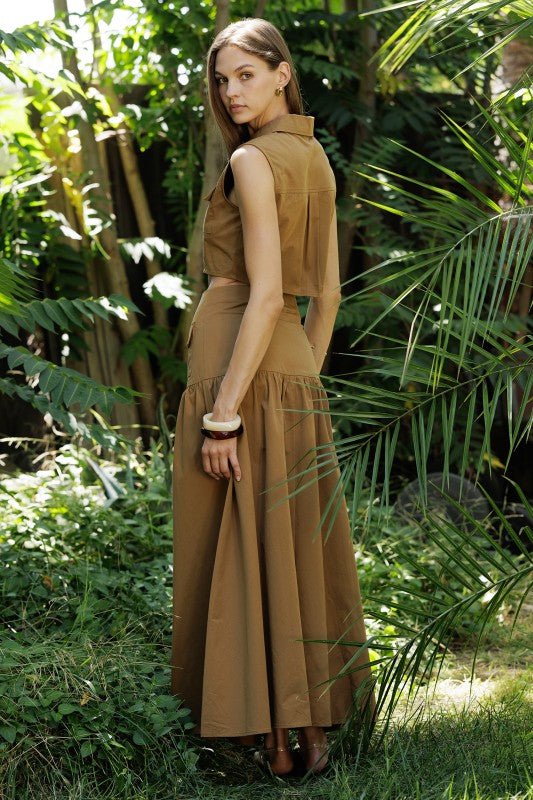 Set Utilitario Moderno — Top Cropped + Falda Maxi - Betsy Clothing Store