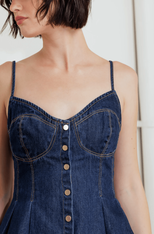Top Peplum Denim Oscuro con Botones - Betsy Clothing Store