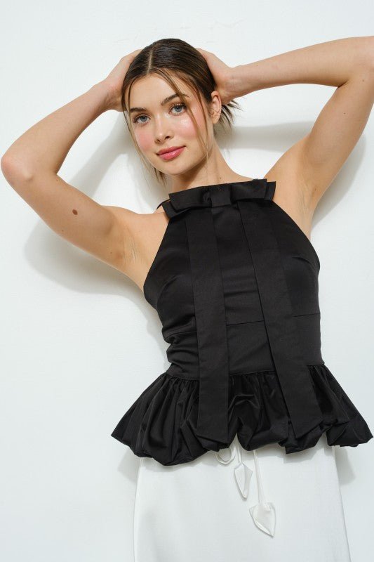 Top sin Mangas con Lazo Frontal y Dobladillo Tipo Globo - Betsy Clothing Store
