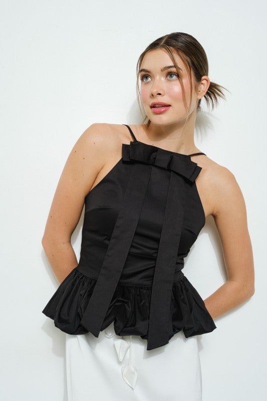 Top sin Mangas con Lazo Frontal y Dobladillo Tipo Globo - Betsy Clothing Store