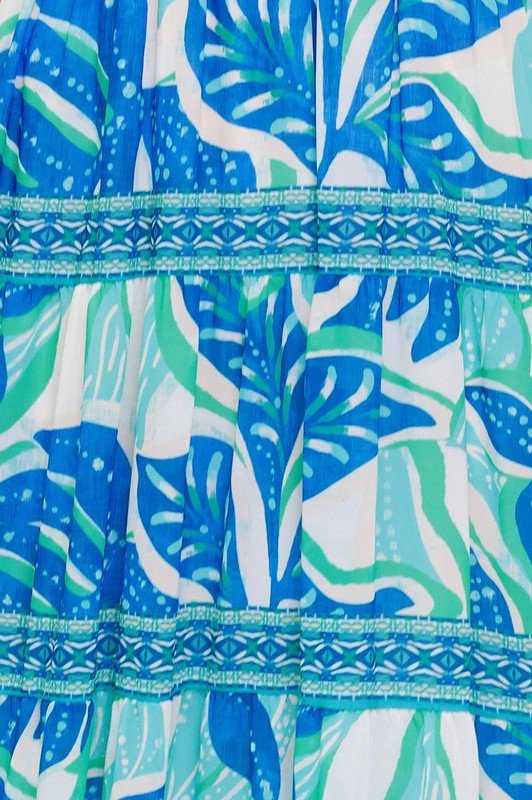 Vestido Maxi Estampado Azul Tropical - Betsy Clothing Store
