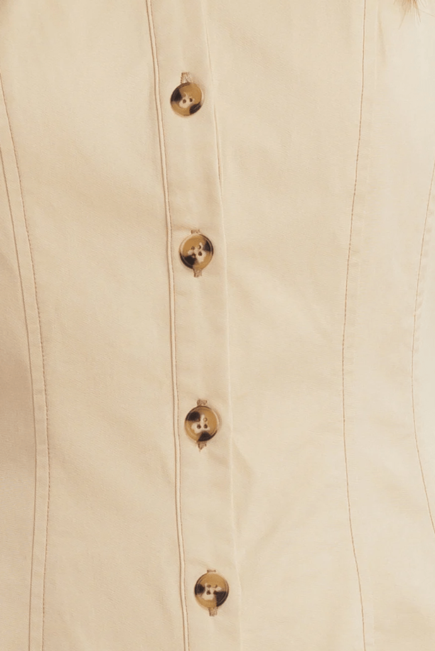 Vestido Midi Beige sin Mangas - Betsy Clothing Store