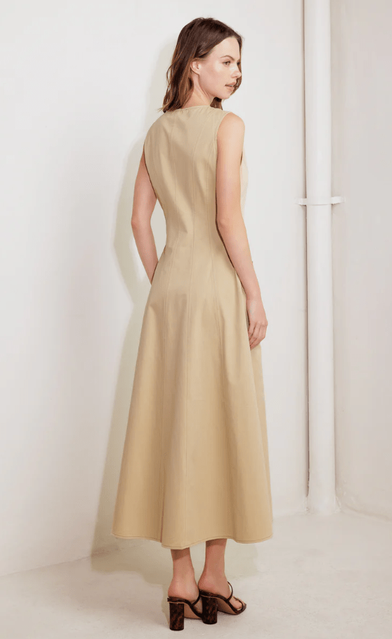 Vestido Midi Beige sin Mangas - Betsy Clothing Store