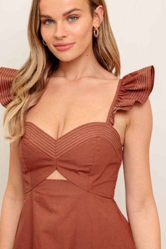 Vestido Midi con Escote Corazón - Betsy Clothing Store